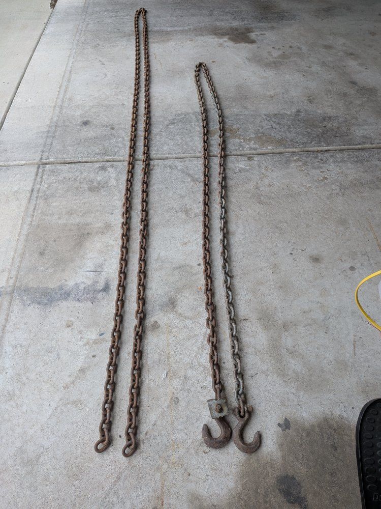 Heavy Duty Steel Tow Chains with Hooks - Used Industrial Rigging