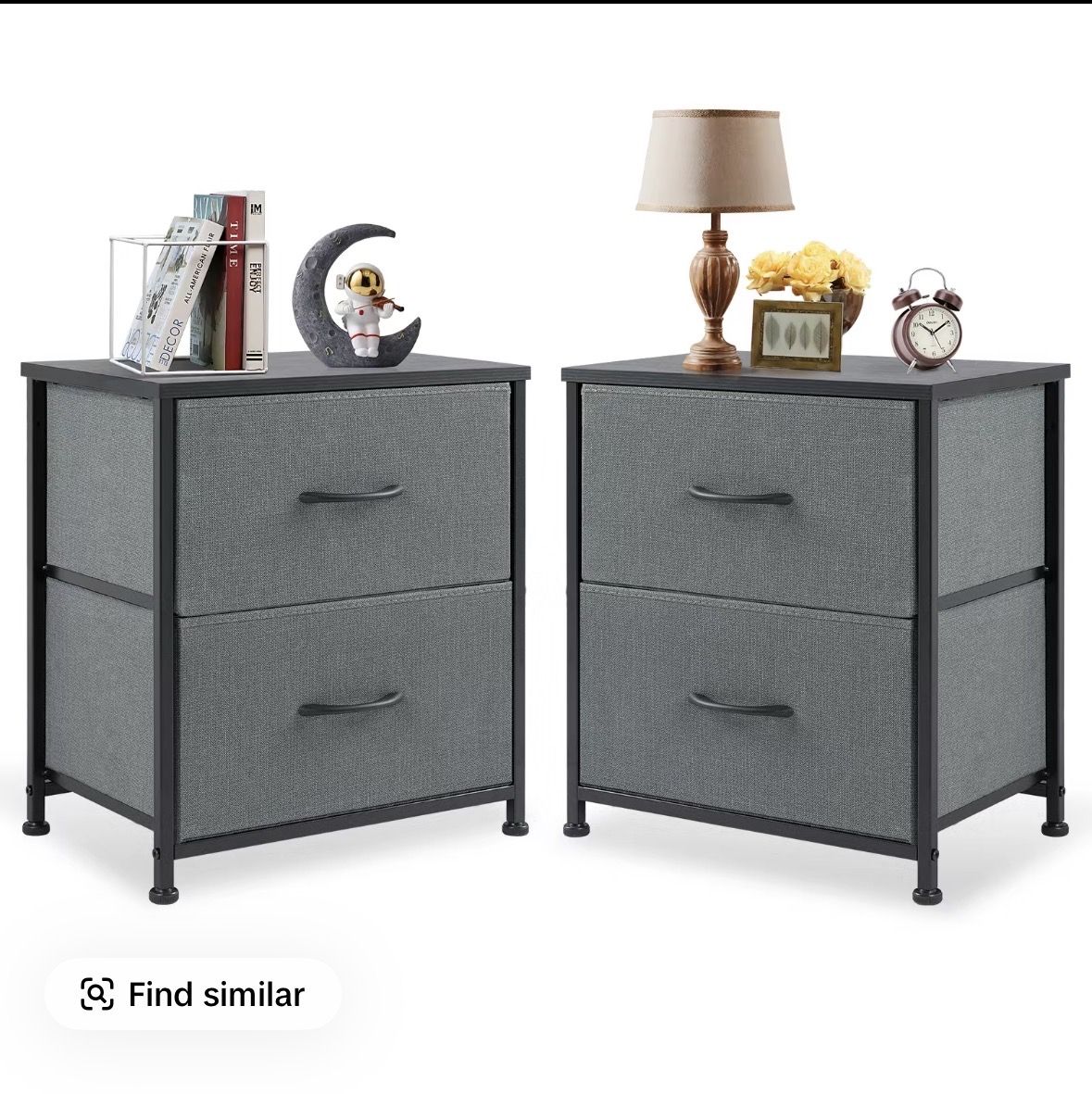 Nightstand set With 2 Fabric Drawers