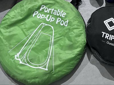 GigaTent Portable Pop-Up Pod Changing Room Tent & TRIP TIPS Portable Toilet Camping Set