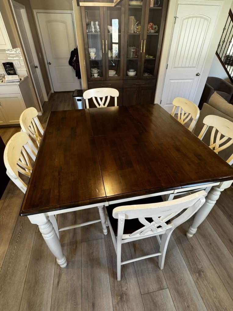 Solid Wood Counter Height Dining Table W/ Chairs