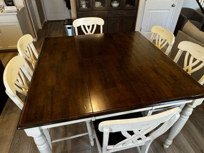 Solid Wood Counter Height Dining Table W/ Chairs