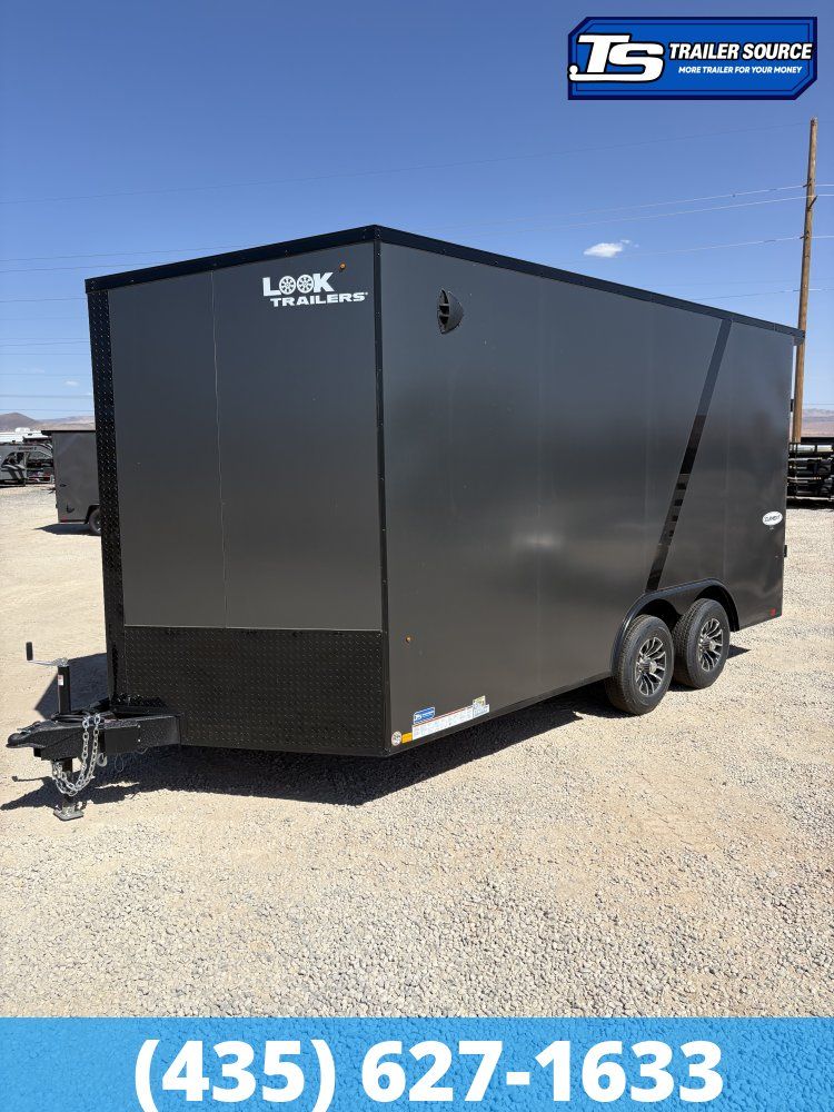 8.5x16 Look Element SE Enclosed Cargo Trailer - 7'6" Interior - 10K GVWR - .080 PolyCor, 2 Tone Color, Alloy Wheels, Black Out