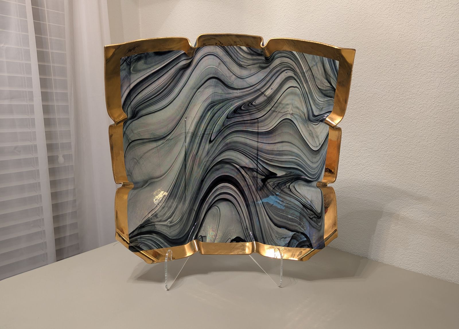 jane slowsky art glass handkerchief bowl