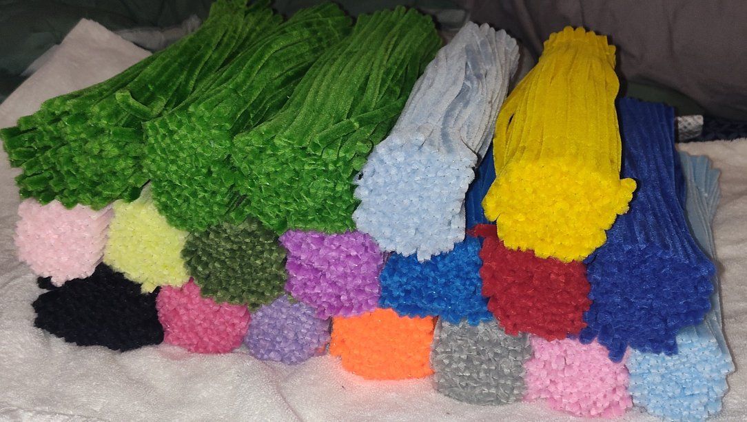 1900 Assorted Chenille Stems Pipe Cleaners, 12" Fuzzy Craft Wires, Multi-Color Flexible DIY Supplies