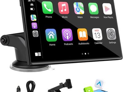 NEW 7 inch Carplay Screen for Car - Supports Wireless Apple Carplay & Android Auto, Portable Touchscreen (Black)