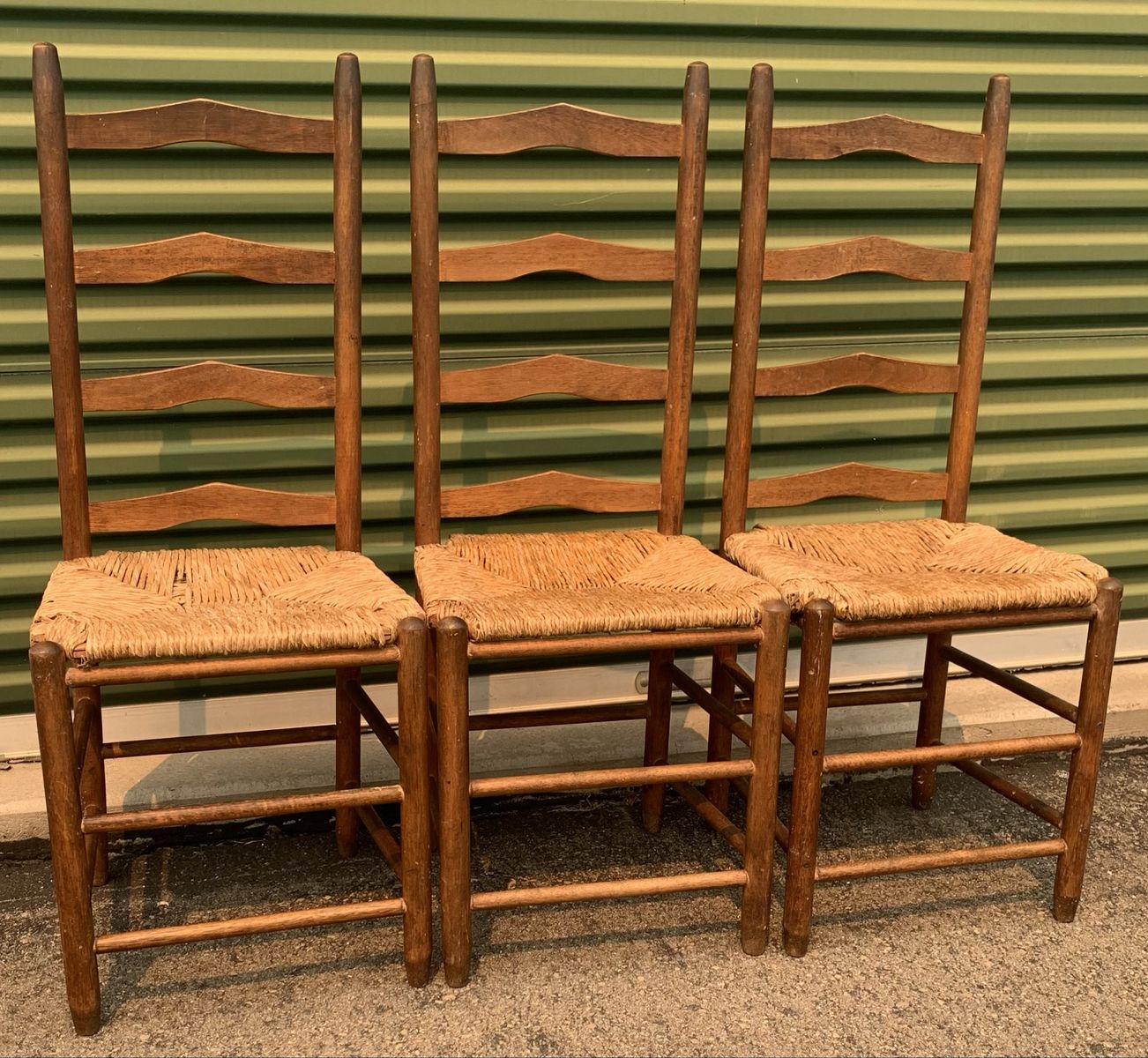 Set Of 3 Vintage Italian Mid Century Ladder Back Chairs- Gio Ponti Style