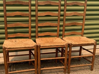 Set Of 3 Vintage Italian Mid Century Ladder Back Chairs- Gio Ponti Style