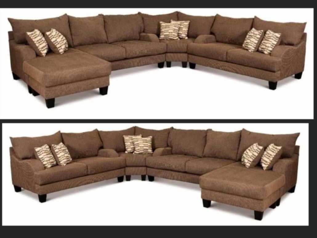 🤎 Large 3-Piece Brown Corduroy Sectional
