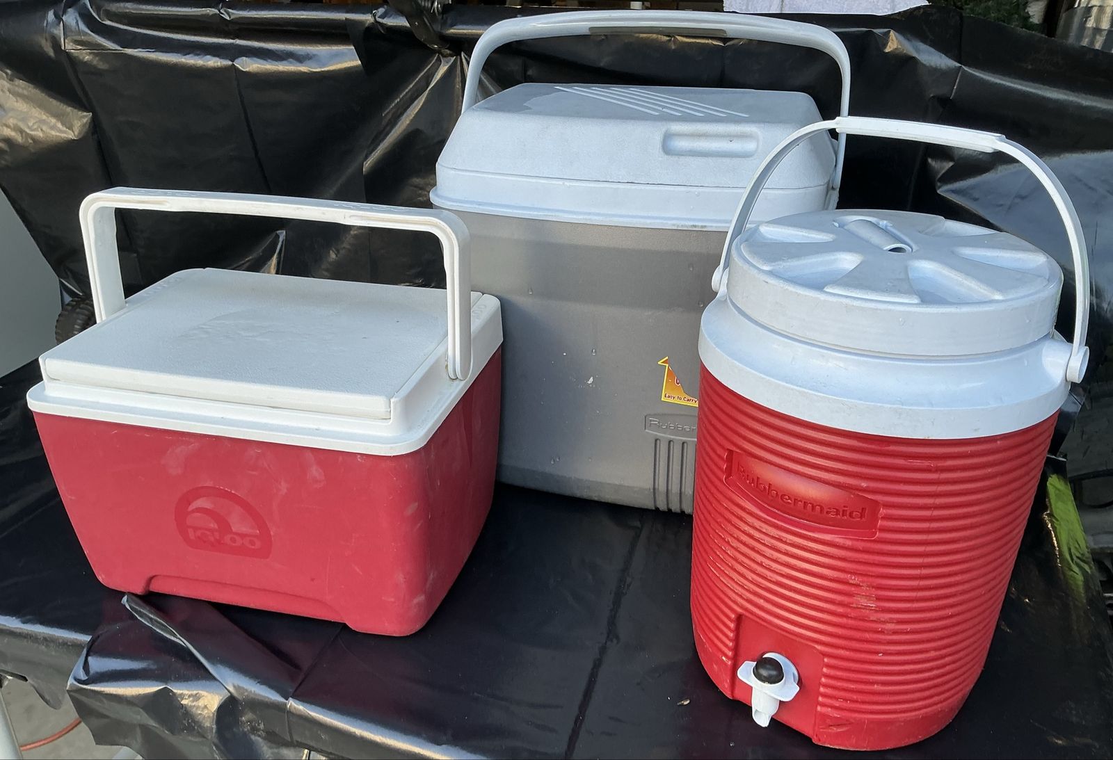 Igloo Playmate, Rubbermaid Cooler & Water Jug - Set of 3 for Camping, Picnics, & Sports