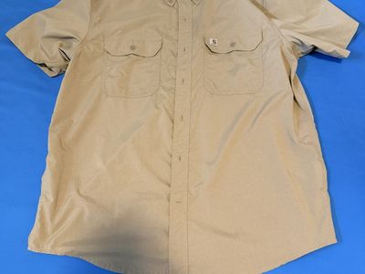 Carhartt Force Men's Dark Khaki Relaxed Fit Button Up Short Sleeve Shirt Size XL