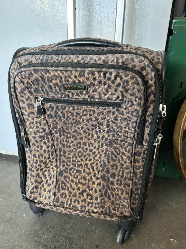 Ricardo Leopard Carry On Spinner Luggage Suitcase
