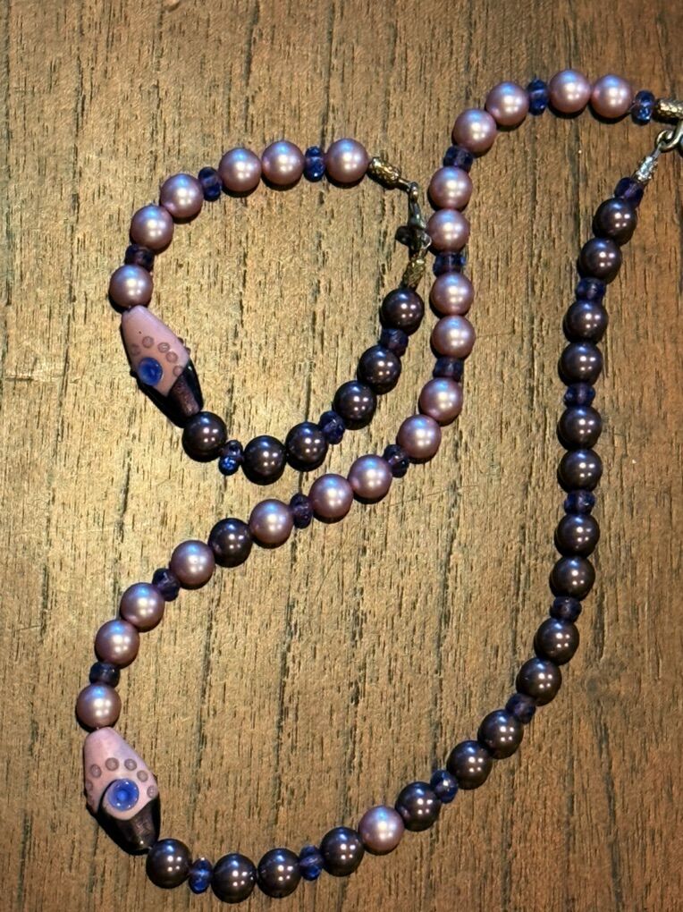 Vintage Amethyst & Bead Necklace Set Christmas