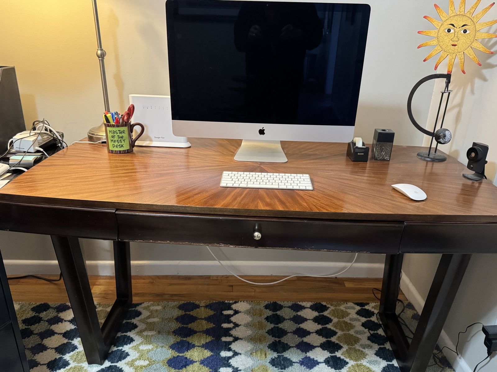 Elegant Wood Desk with Drawer - Perfect for Home Office or Study