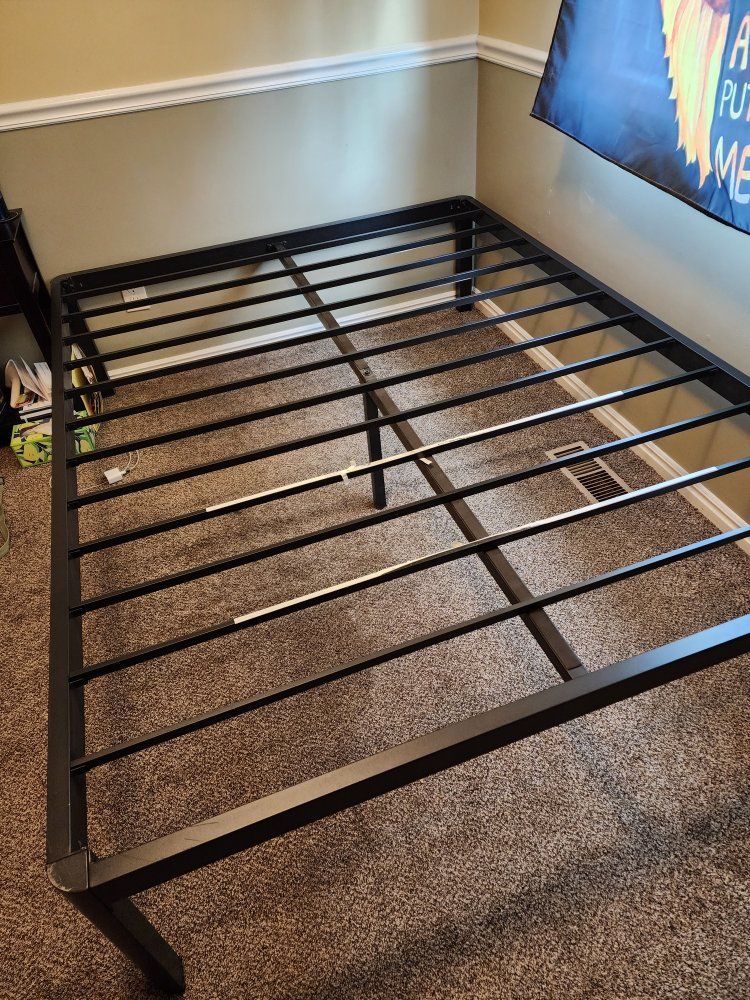 Black Metal Queen Size Platform Bed Frame
