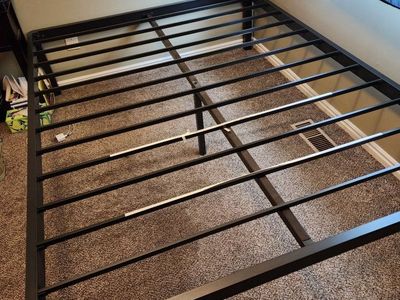 Black Metal Queen Size Platform Bed Frame