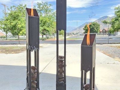 Handmade Metal Torch Display Sculpture - Unique Flame Art Piece