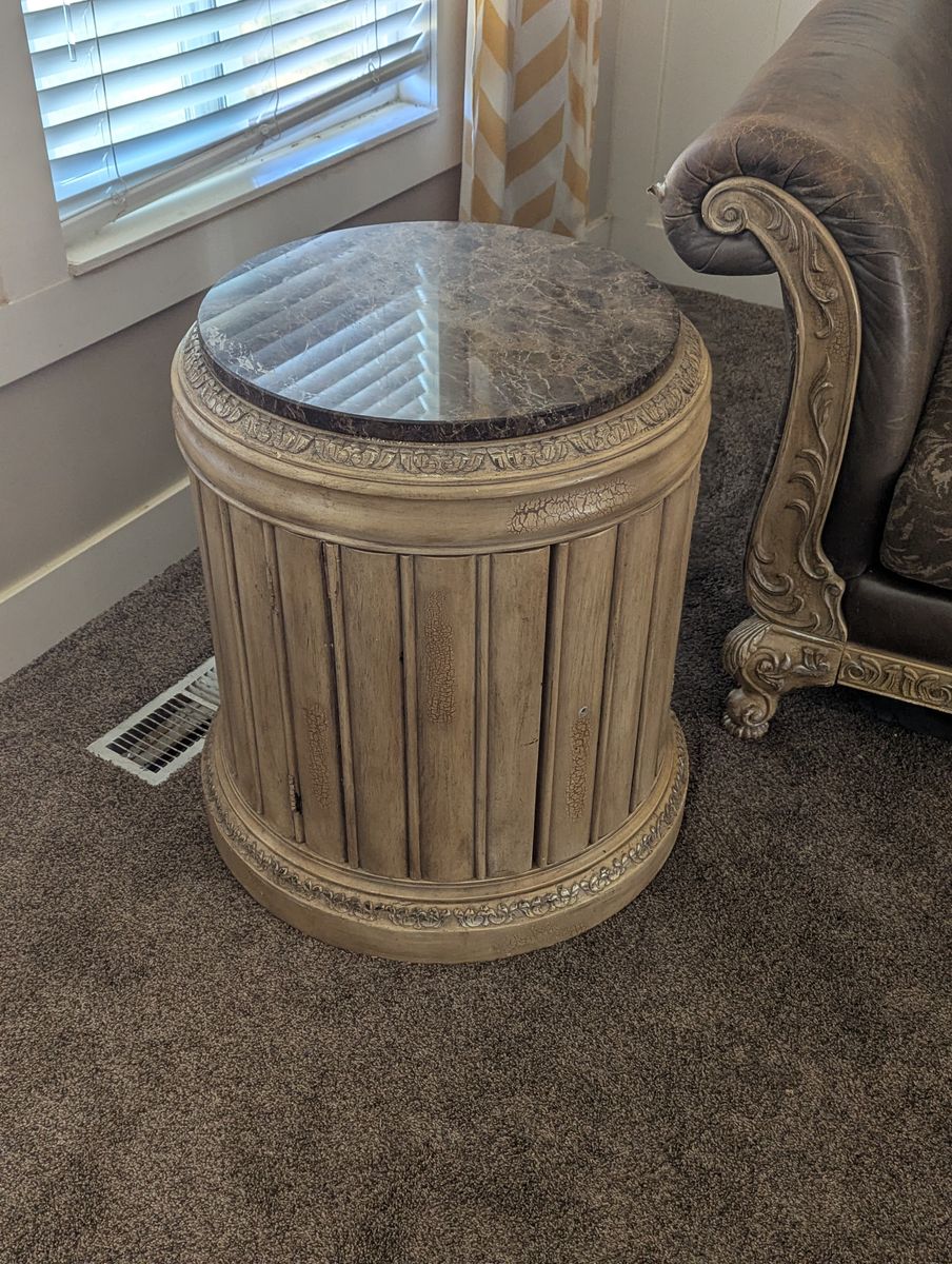 End table circle cabinet