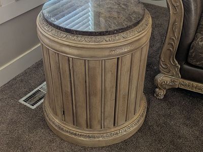 End table circle cabinet