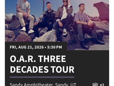 2 O.A.R. Three Decades Tour Concert Tickets - Sandy Amphitheater - Aug 21, 2026