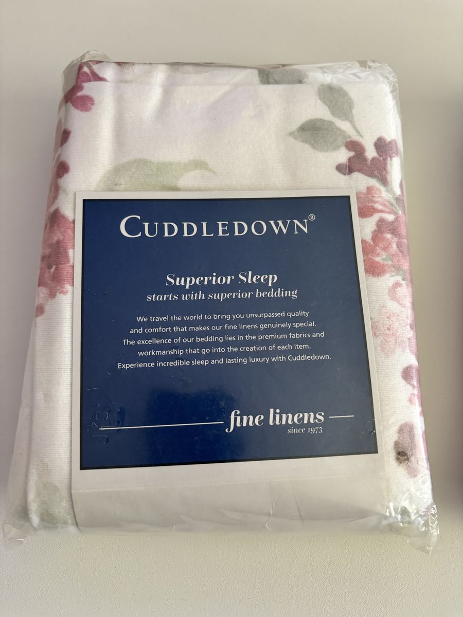 New Pair (2) Cuddledown LILAC FLORAL King Pillow Shams - German Cotton Flannel Tearose Pink
