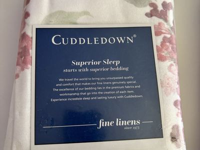 New Pair (2) Cuddledown LILAC FLORAL King Pillow Shams - German Cotton Flannel Tearose Pink