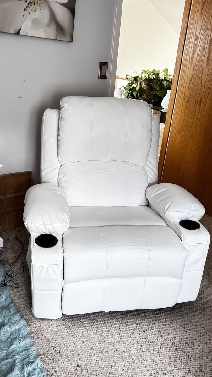 White Leather Recliner Chair 