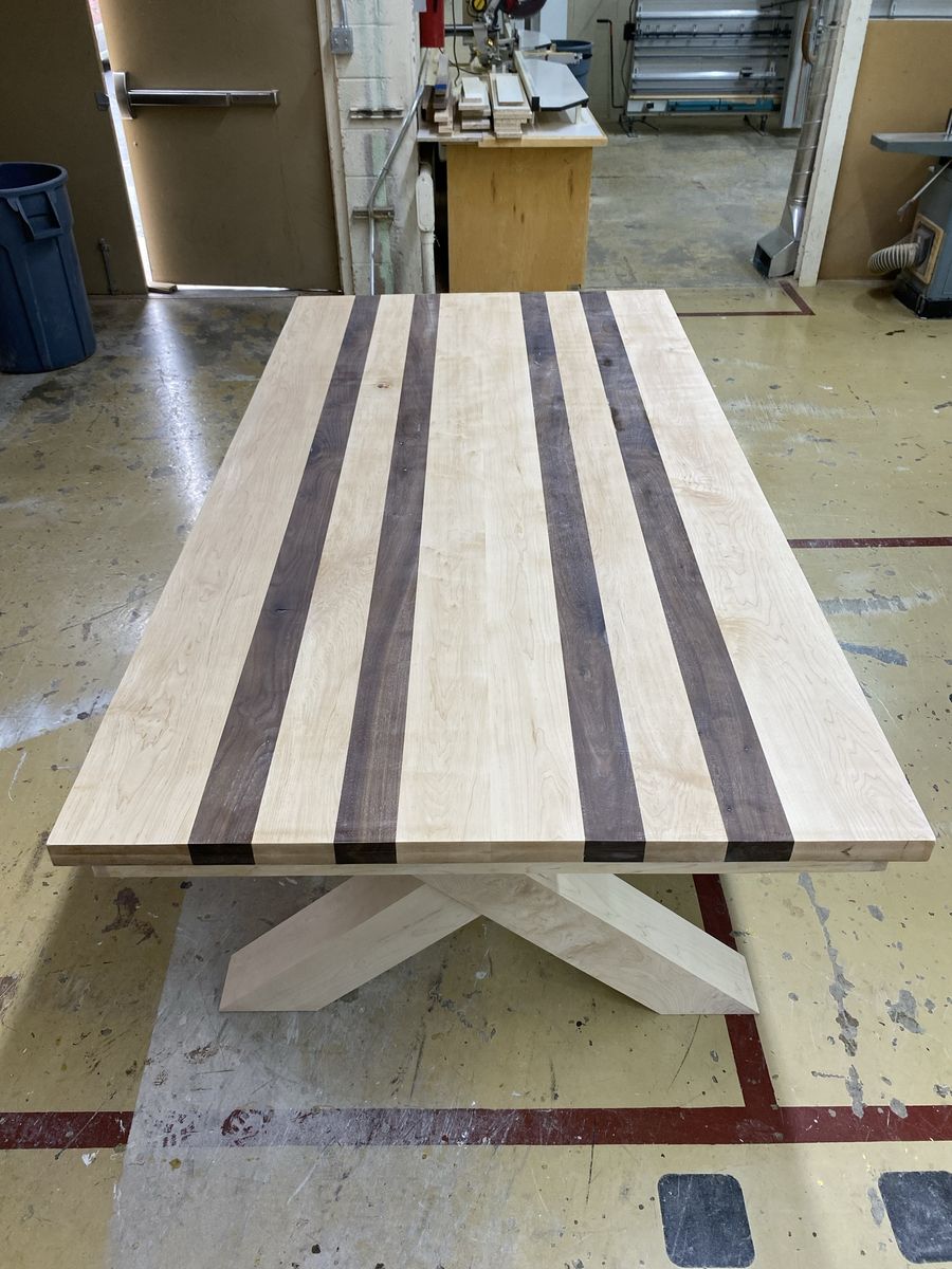 Solid Maple And Walnut Dining Table - 7ft