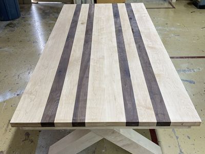 Solid Maple And Walnut Dining Table - 7ft