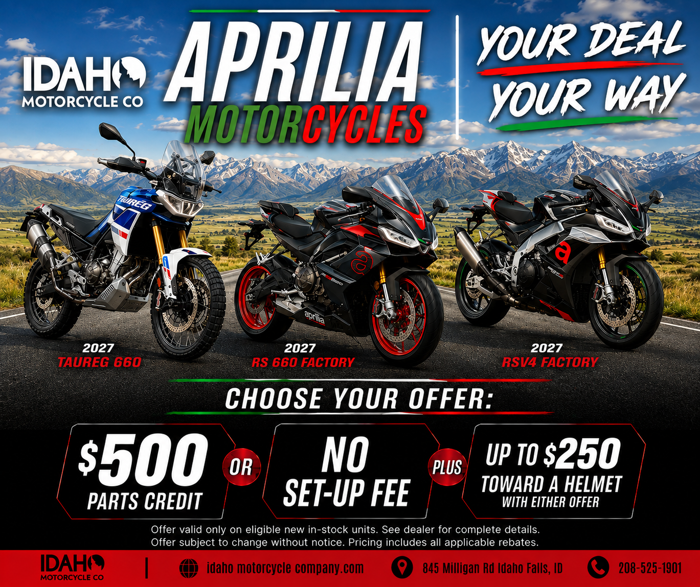Aprilia Your Deal Your Way @ Idaho Motorcycle Company August 2026