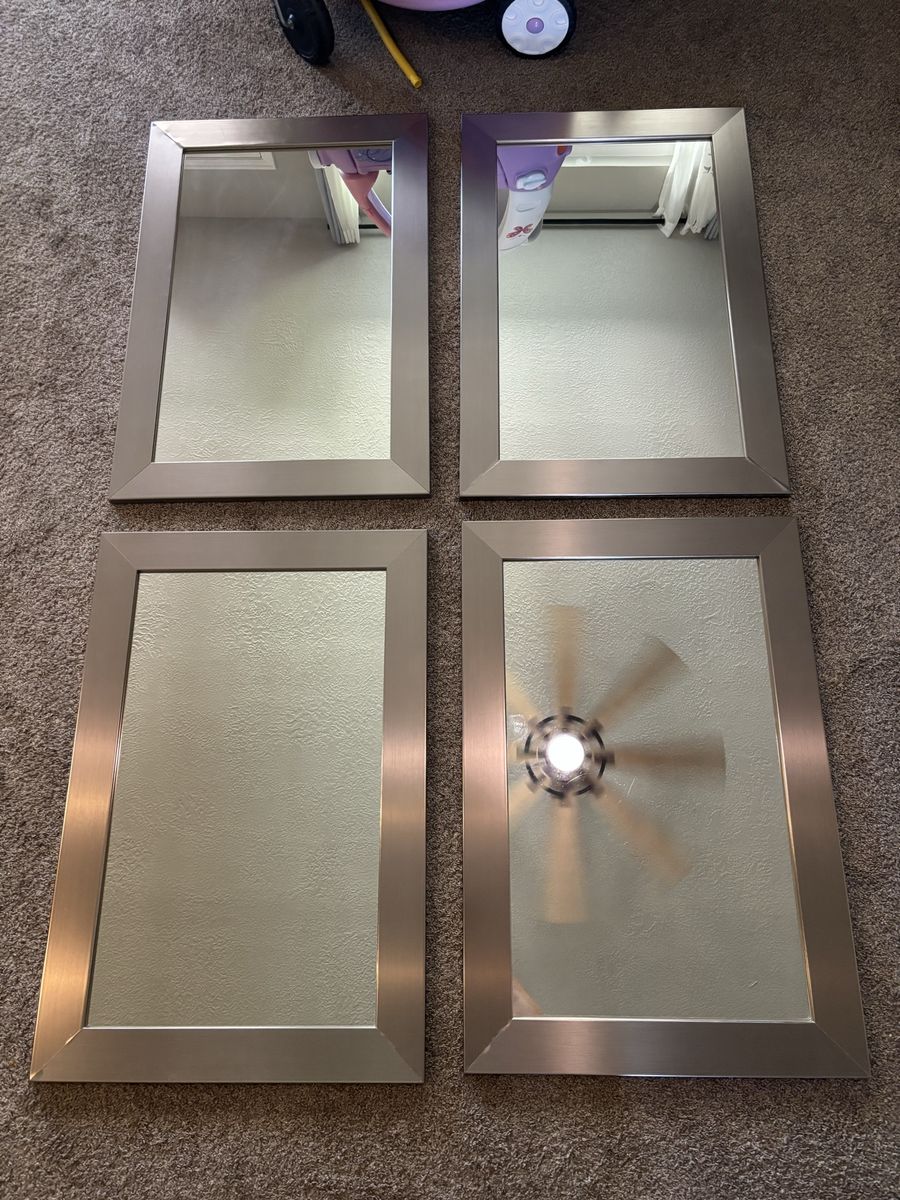 4 Modern Brushed Nickel Framed Mirrors – 24” x 36” – $15 Each or $50 for All Four