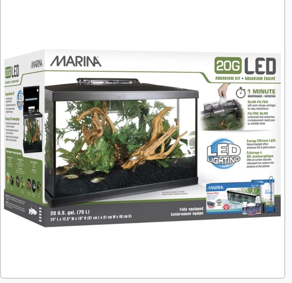 20 Gallon Glass Fish Tank Aquarium with black Stand