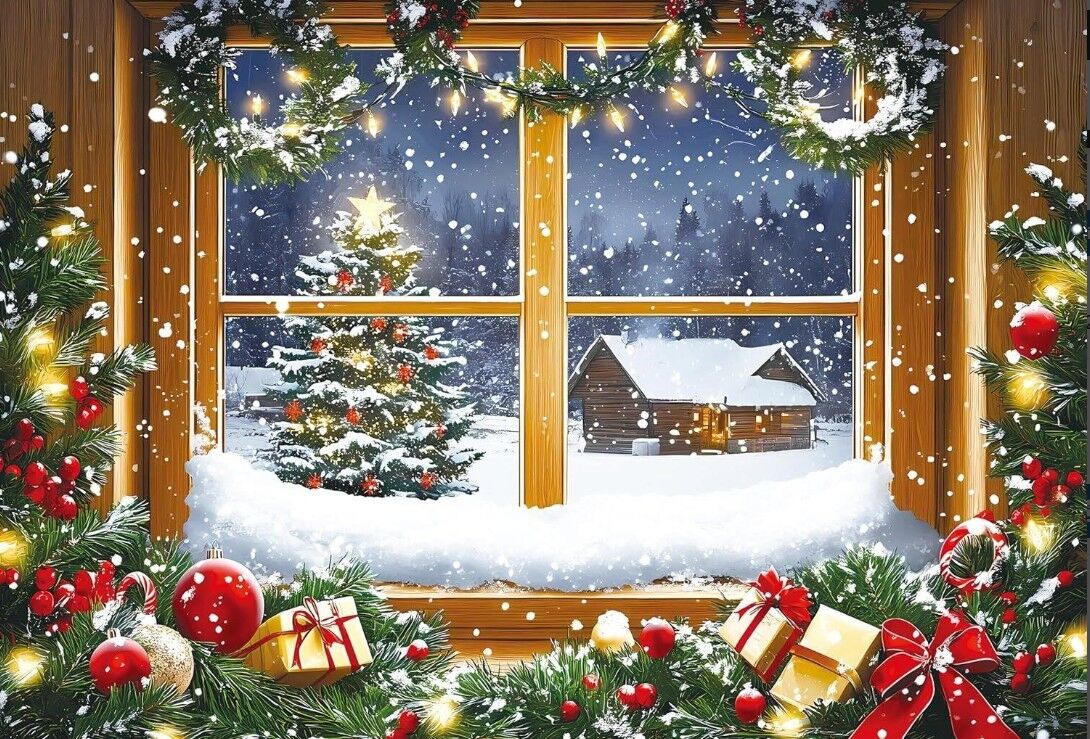 50" x 35" Fake Window Large Christmas Sticker Wall Decoration