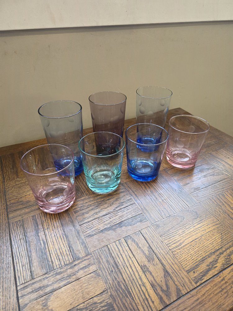 Colorful Glass Tumblers & Rocks Glasses