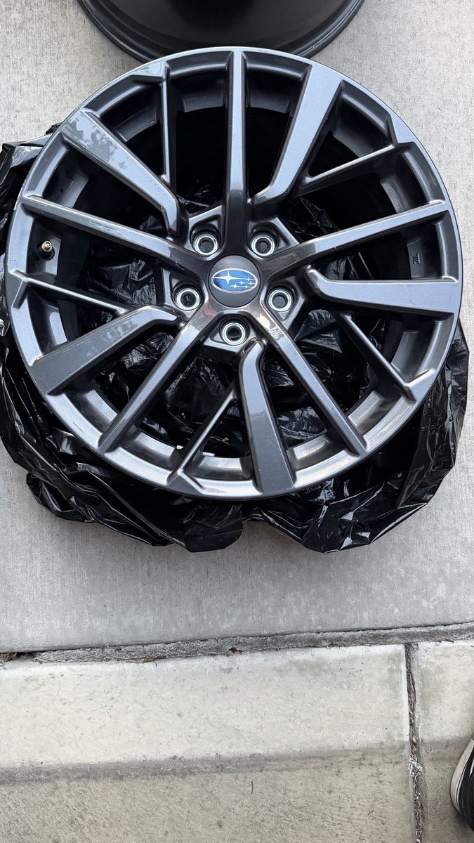 OEM Subaru Dark Gray Alloy Wheels Set of Rims with Center Caps