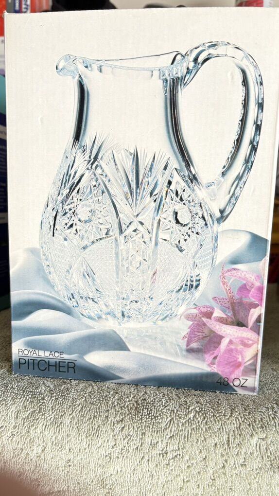 Antique 48oz Royal Lace Pitcher 24% Leaded Crystal