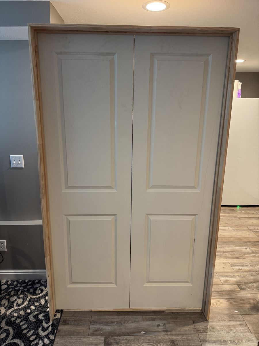 Pre-hung Bifold French Door, White, 48”X80” Excellent Condition