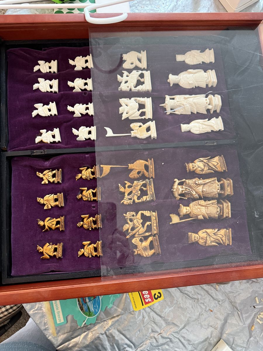 Hand Carved Chess Piece Display Wall Art