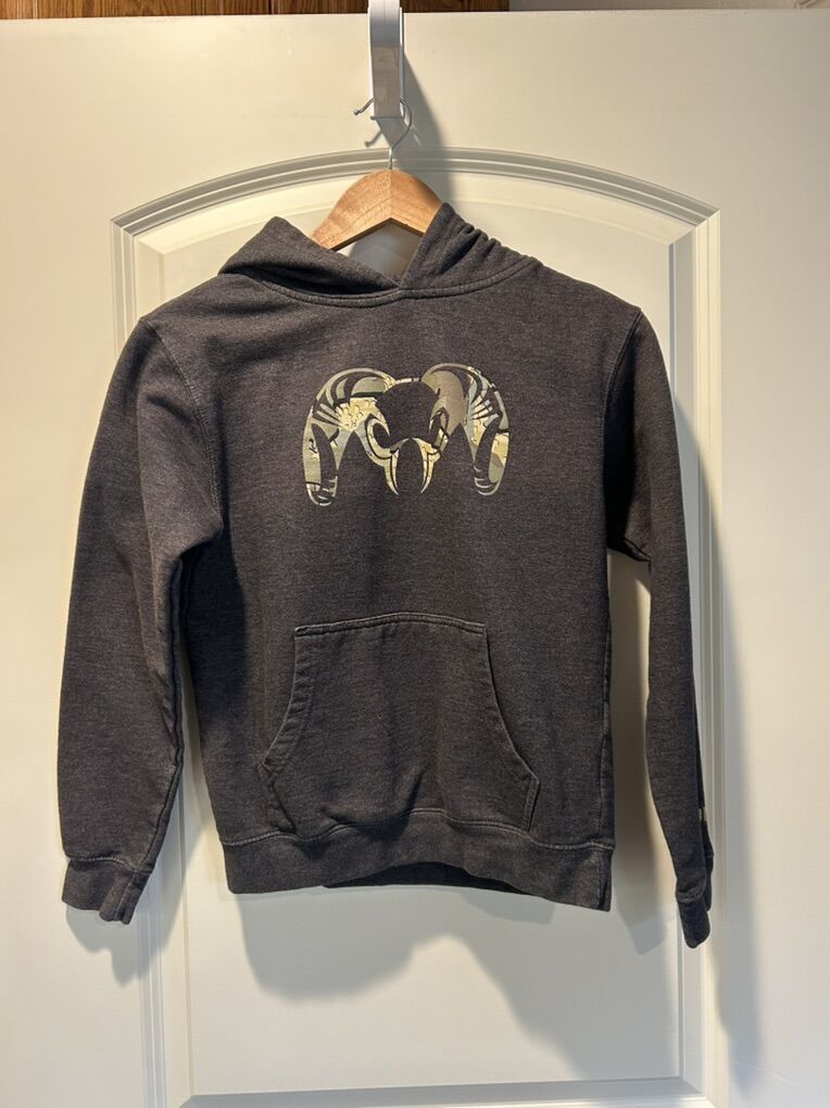 Kuiu Valo Camo Ram Head Hoodie Youth Medium Gray