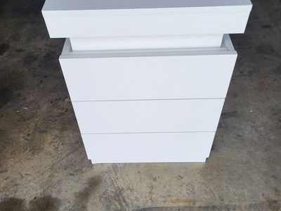 3 Drawer Wood Nightstand w/Power Outlet & Lights