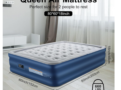 New in box Queen Air Mattress with Built in Pump