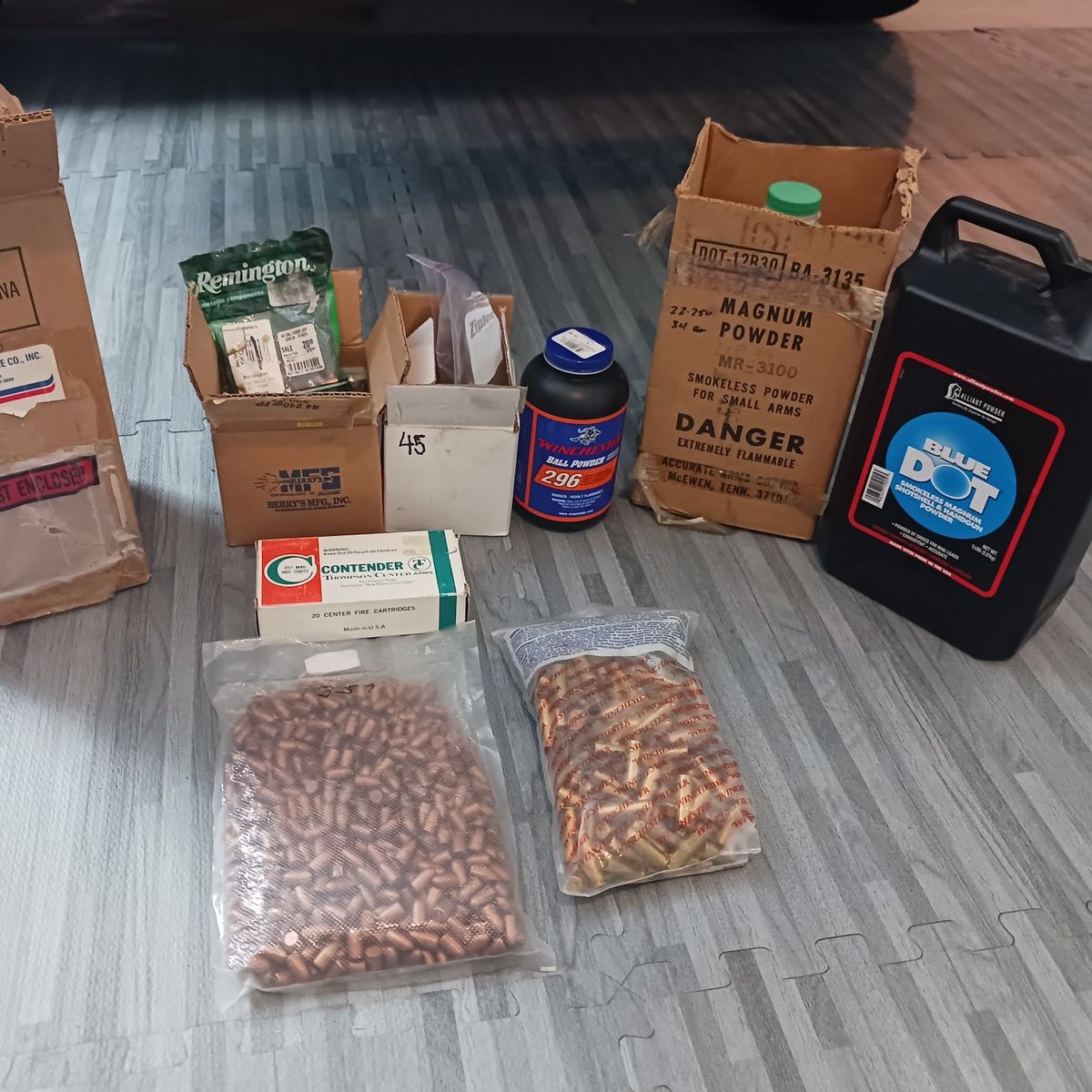 Reloading brass, bullets, powder