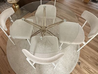 43.5 Dining Table- Glass Top with Gold Legs, Seats 4