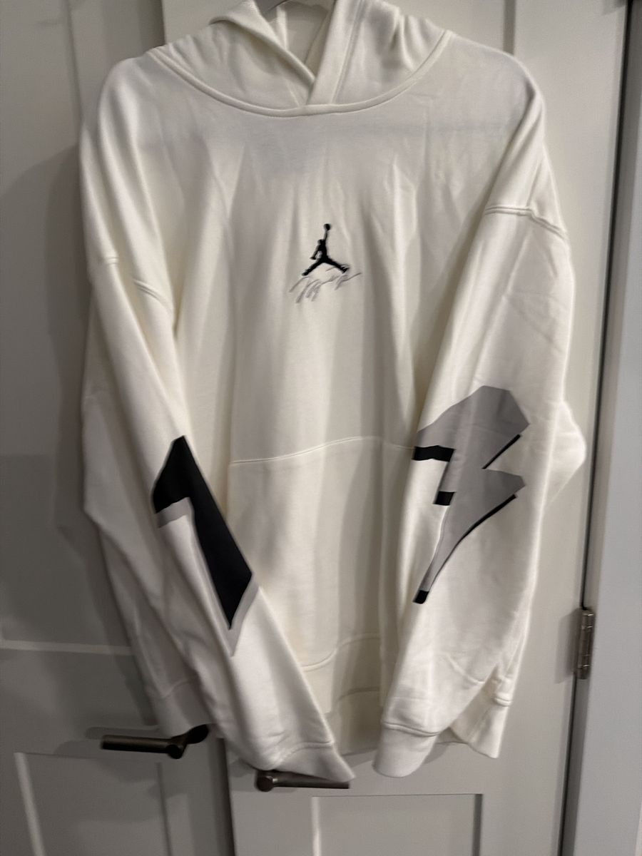 Jordan White Long Sleeve Hoodie with Lightning Bolt Graphic Men's Size XL New never worn.