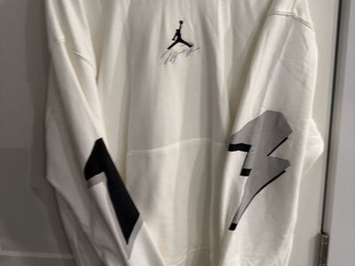 Jordan White Long Sleeve Hoodie with Lightning Bolt Graphic Men's Size XL New never worn.