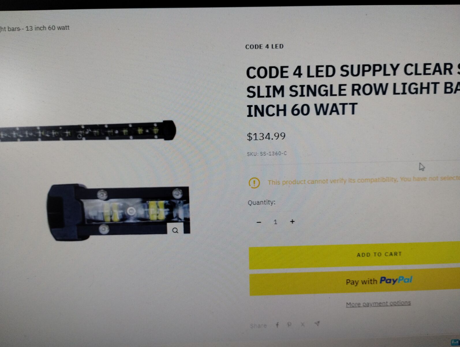 cod 4  13 in slim light bars   by 2 or more 50$ each