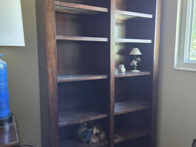 Large Wooden Bookshelf with Double Bay Shelves