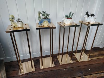 Set of 4 Modern Gold Pedestal Stands