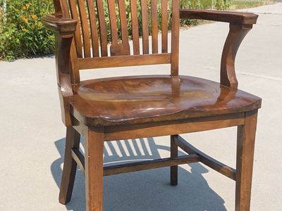 Vintage Banker Chair Sikes Philadelphia Solid Walnut/ Armchair (1900s-1920s)