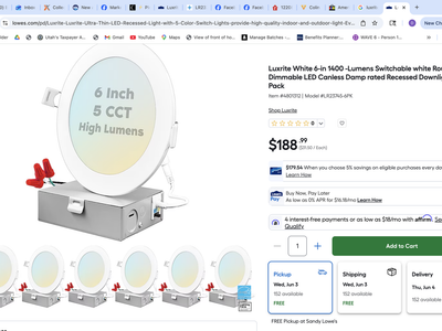 New in Boxes set of 6..6-in 1400 -Lumens Switchable white Dimmable LED Canless recessed lighting