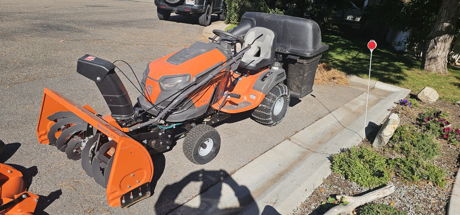 Husqvarna TS146XKD Garden Tractor with 42" Heavy Duty Snow Thrower w/electric lift.